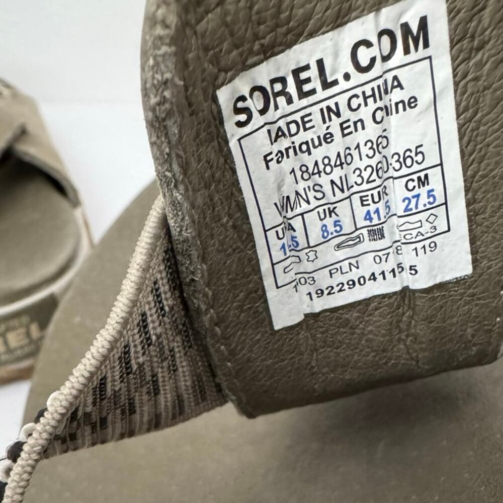 Sorel Women’s Size 10.5 Out 'N About Sandals Back Strap Toe Post Sage Grey - Picture 10 of 10
